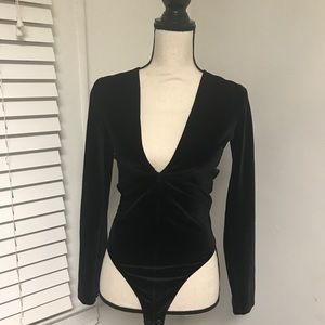 black velour bodysuit